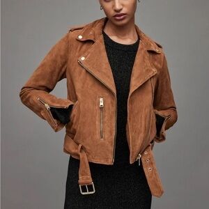 All Saints Brown Suede Balfern Biker Jacket